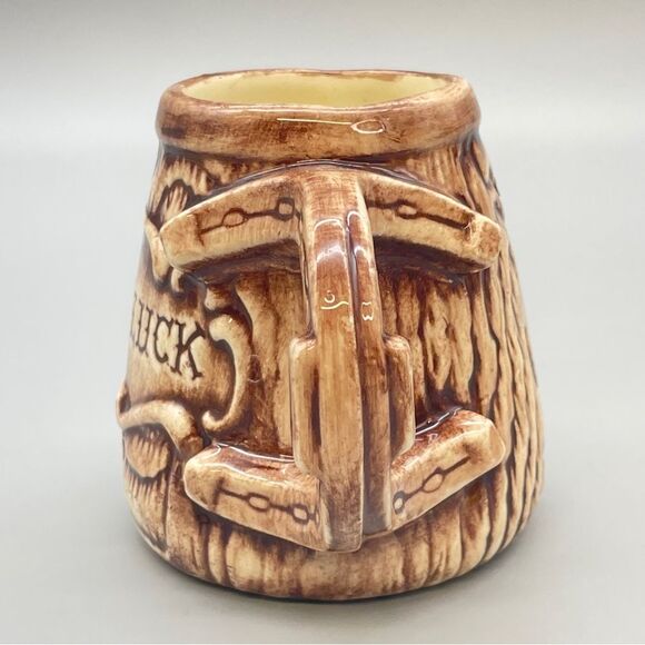 Vintage Brown Good Luck Ceramic Mug Horseshoe 1970s Florida Hand painted - Picture 9 of 15